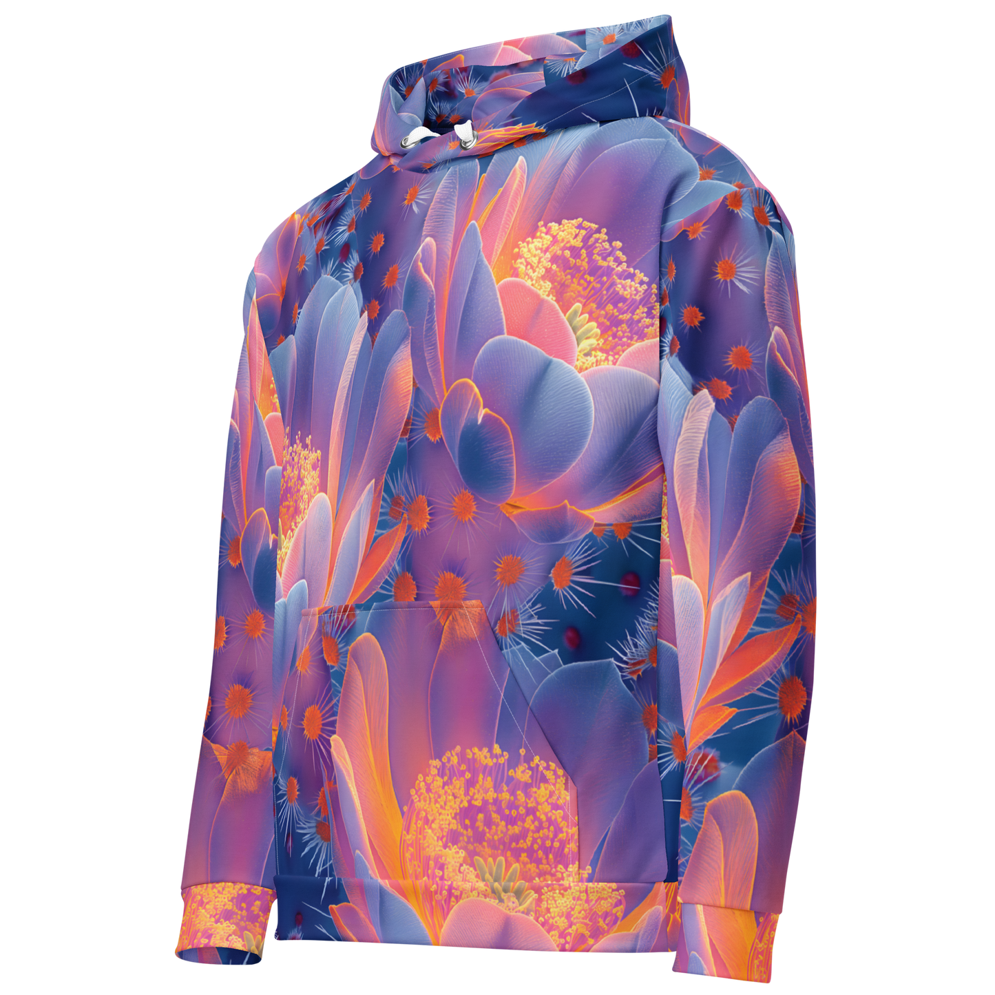 Cactus Glow Unisex Hoodie - Psychedelic All Over Print