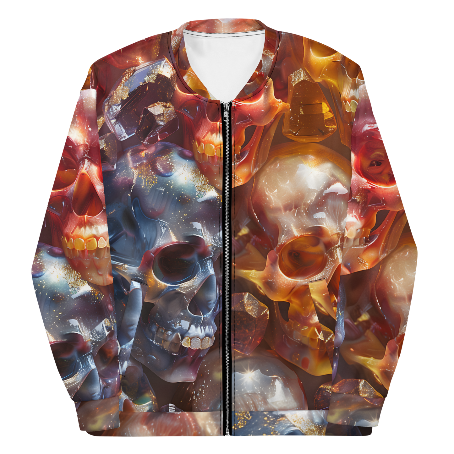 Crystal Skulls Unisex Bomber Jacket - Psychedelic All Over Print