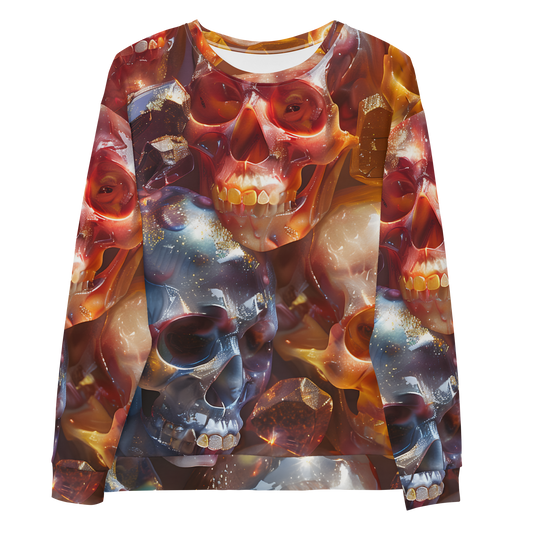 Crystal Skulls Unisex Sweatshirt - Psychedelic All Over Print