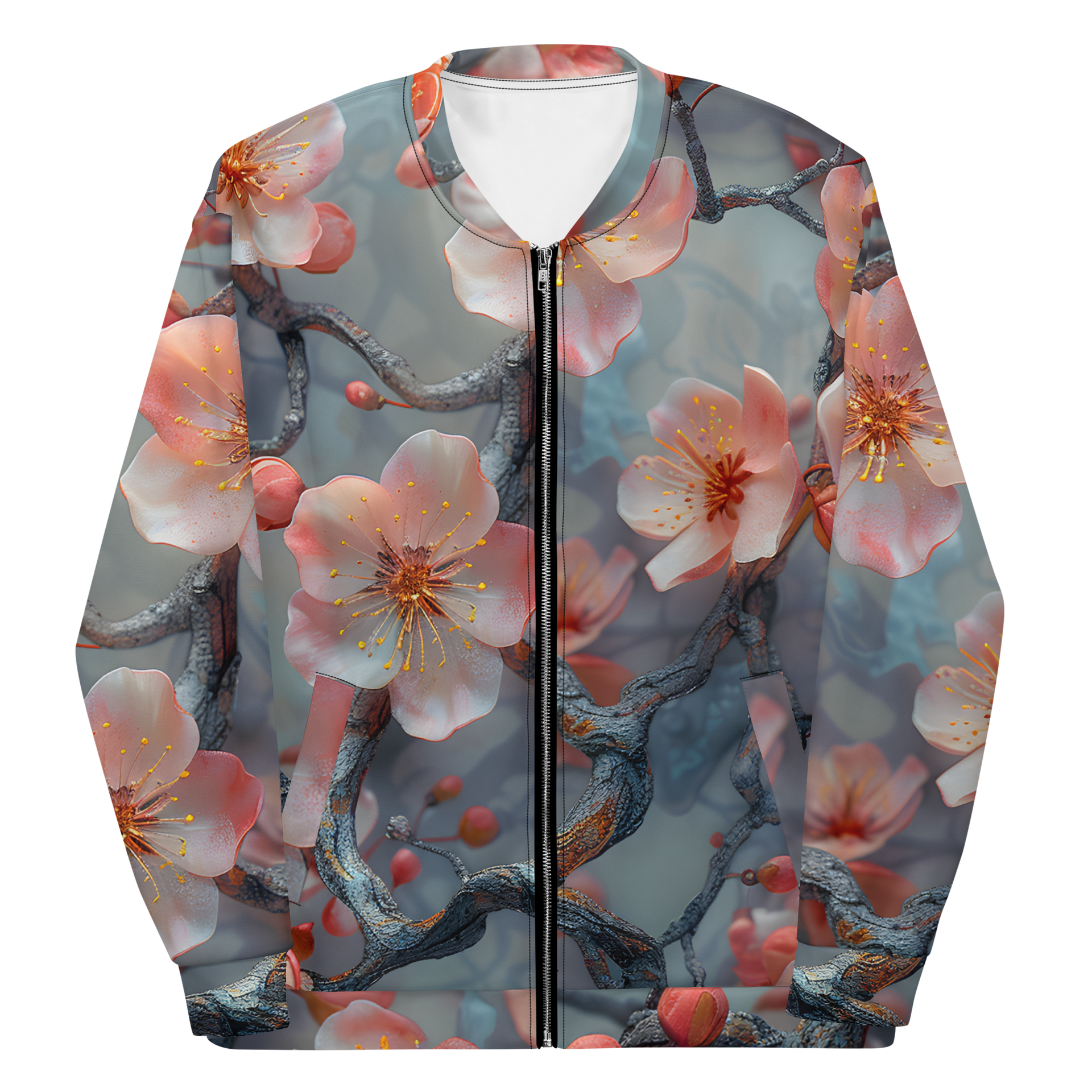 Cherry Blossom Unisex Bomber Jacket - Psychedelic All Over